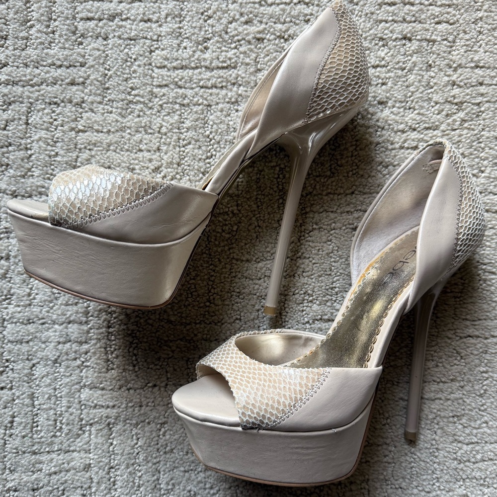 bebe Snake Leather Platform Heels (7)